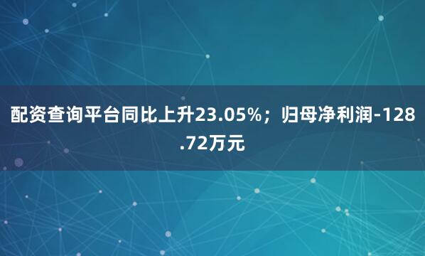 配资查询平台同比上升23.05%；归母净利润-128.72万元